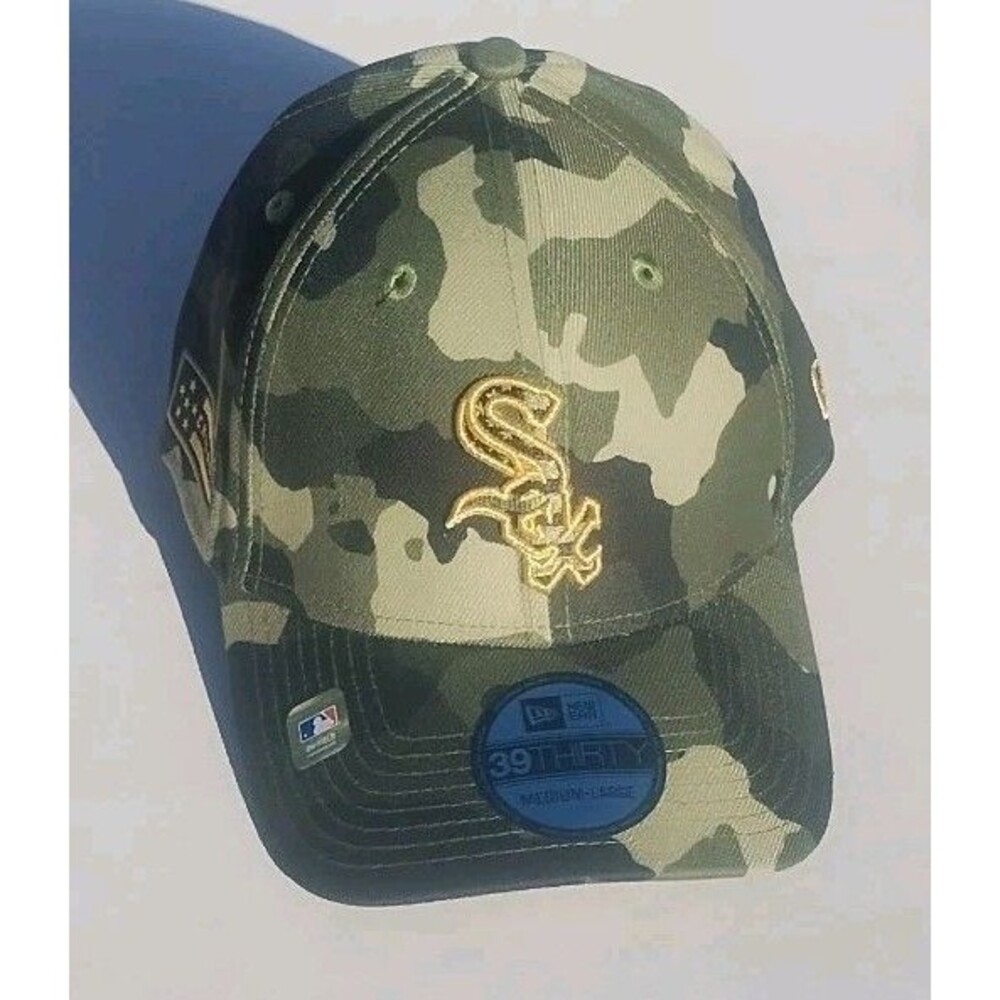 Men's New Era Camo Chicago White Sox 2022 Armed Forces Day 39THIRTY Flex Hat